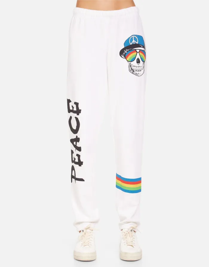 Brynn Rainbow Peace Skull Milk Women039s Lauren Moshi Long Sweatpants