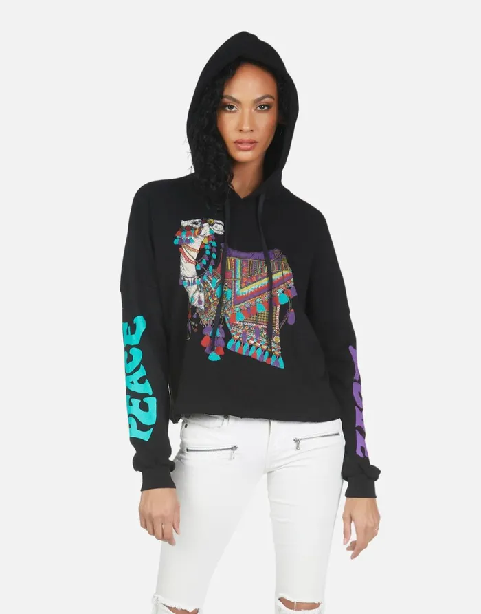 Cambry Peace Love Camel Black Women039s Lauren Moshi Hoodies