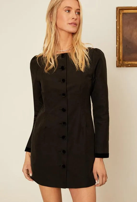 Ciao Lucia Black Dresses Antoinette Faille Button Down Mini Dress 8211 Women