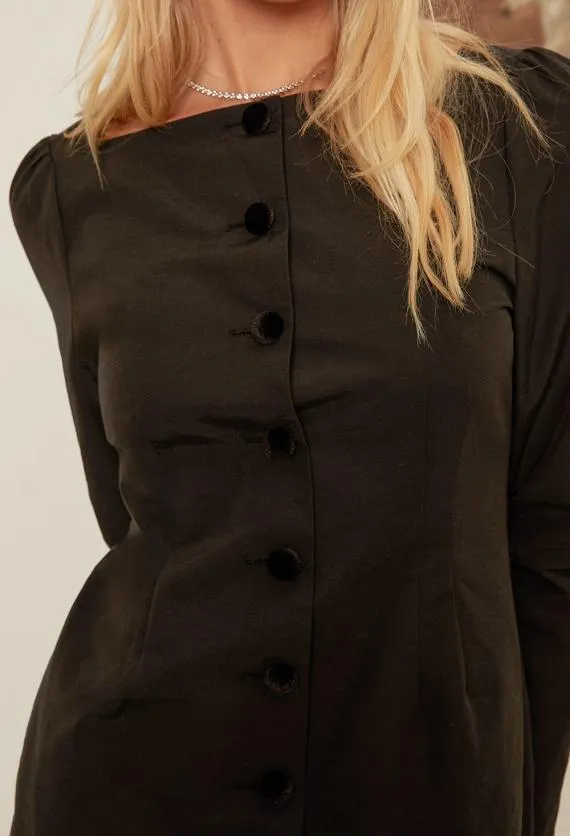 Ciao Lucia Black Dresses Antoinette Faille Button Down Mini Dress 8211 Women