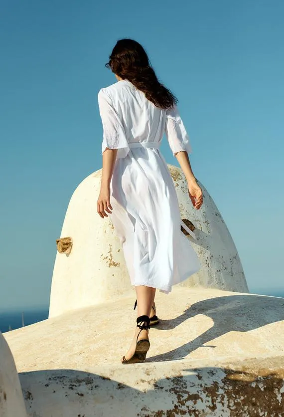 Ciao Lucia Long Dresses Lilou White Cotton Wrap Midi Dress 8211 Women