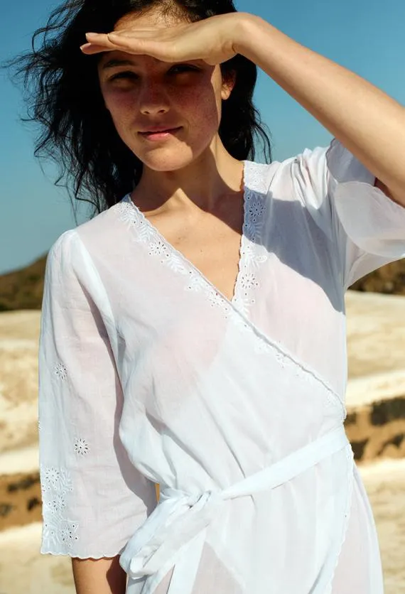 Ciao Lucia Long Dresses Lilou White Cotton Wrap Midi Dress 8211 Women