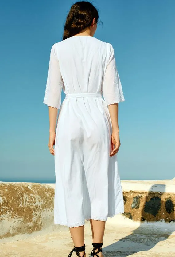 Ciao Lucia Long Dresses Lilou White Cotton Wrap Midi Dress 8211 Women
