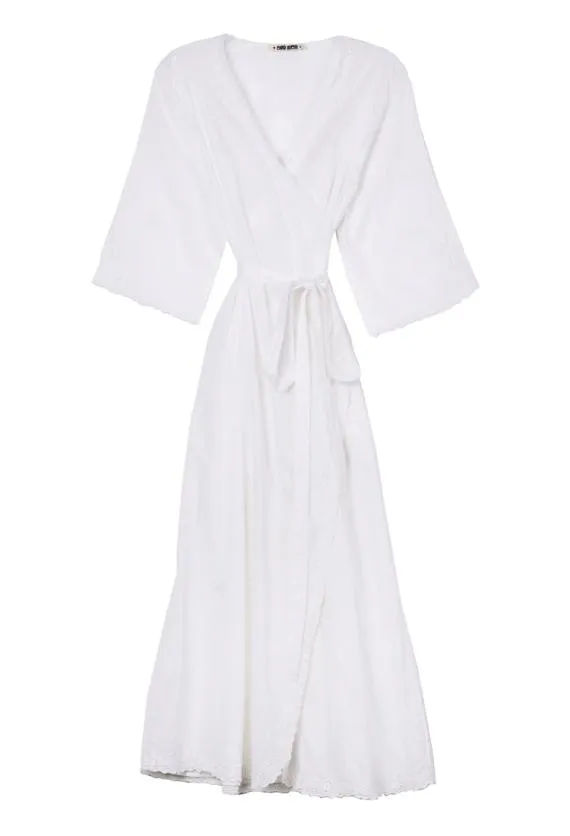 Ciao Lucia Long Dresses Lilou White Cotton Wrap Midi Dress 8211 Women