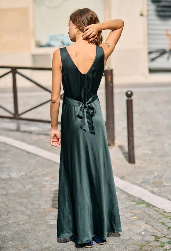 Ciao Lucia Long Dresses Reine Black Satin Maxi Dress 8211 Women
