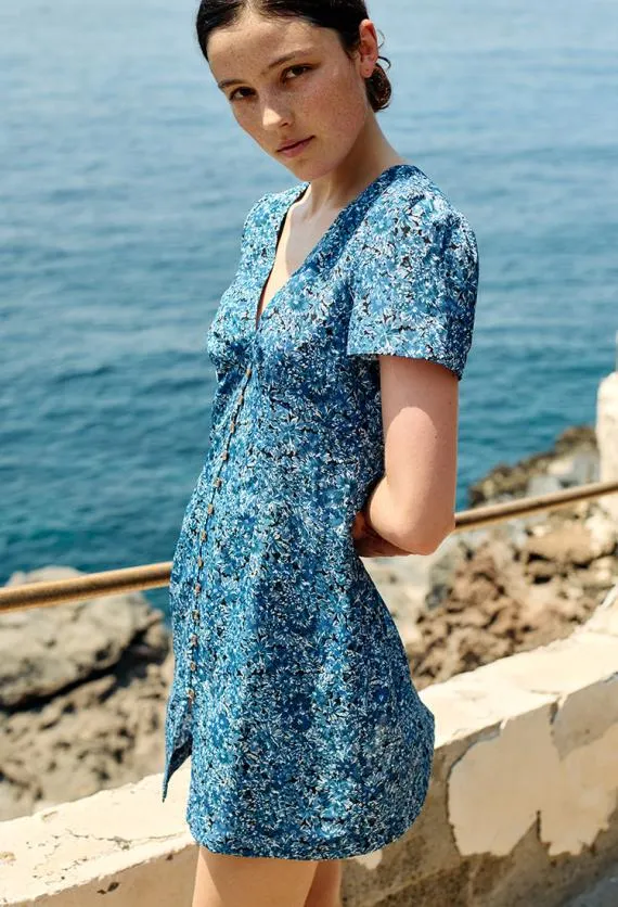 Ciao Lucia Mini Dresses Fleurine Blue Print Satin Mini Dress 8211 Women