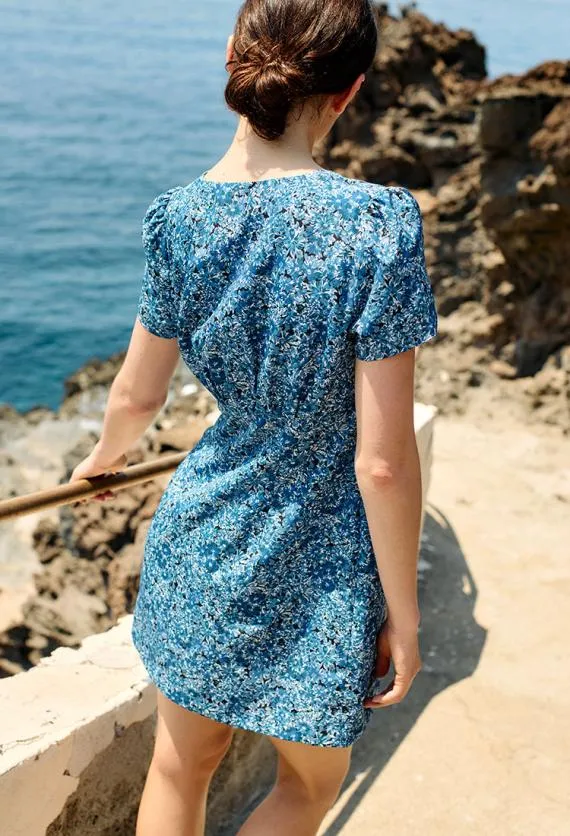 Ciao Lucia Mini Dresses Fleurine Blue Print Satin Mini Dress 8211 Women