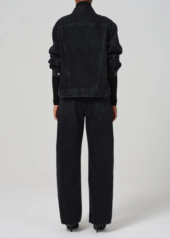 Citizens Of Humanity Ayla Baggy With Tuxedo Stripe In Black Salt Women Jeans