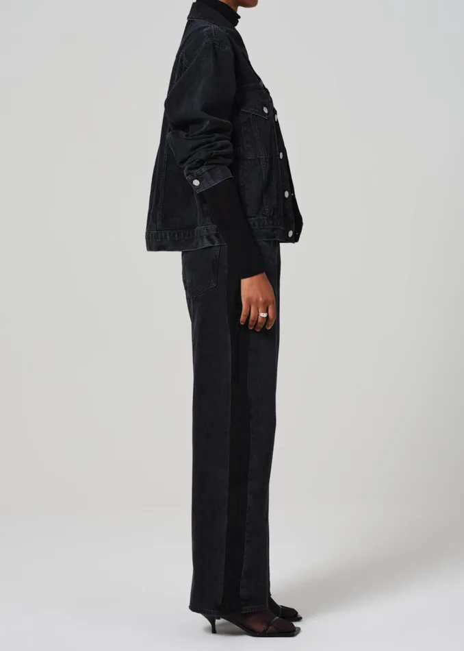 Citizens Of Humanity Ayla Baggy With Tuxedo Stripe In Black Salt Women Jeans