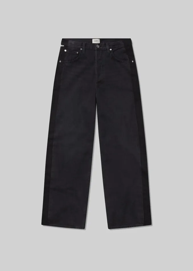 Citizens Of Humanity Ayla Baggy With Tuxedo Stripe In Black Salt Women Jeans