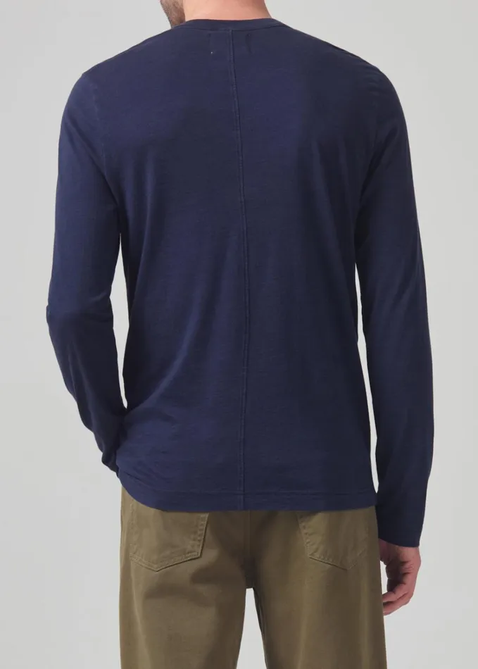 Citizens Of Humanity Classic Henley In Midnight Men Shirts
