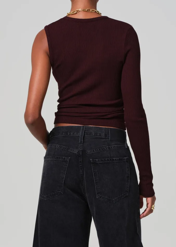 Citizens Of Humanity Fellina One Sleeve In Burgundy Women Tops