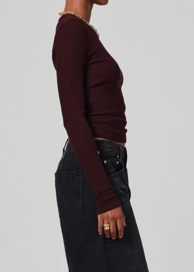 Citizens Of Humanity Fellina One Sleeve In Burgundy Women Tops