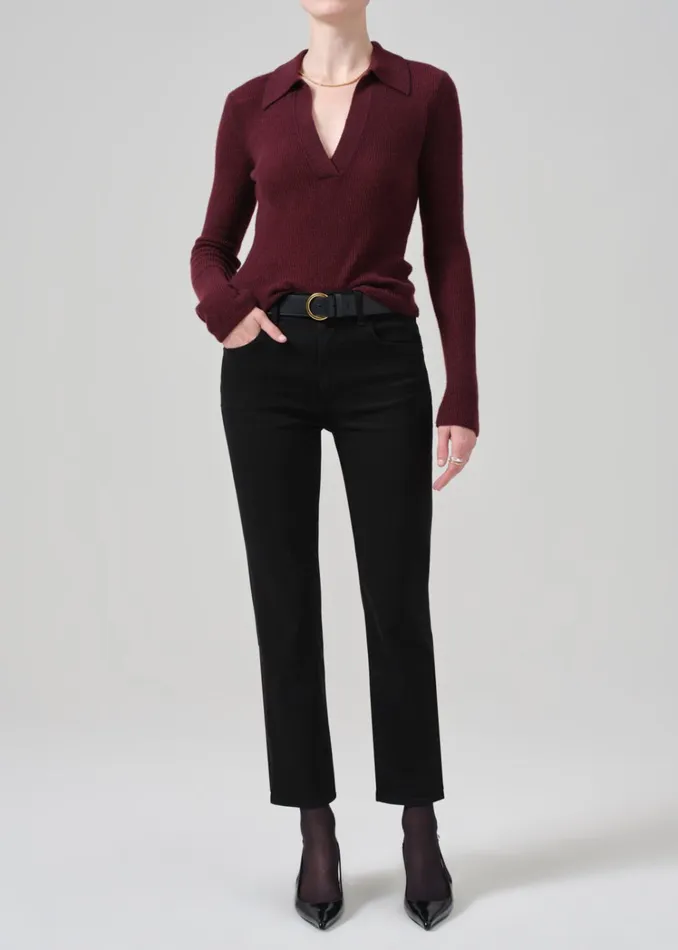 Citizens Of Humanity Isola Slim Crop In Plush Black Women Jeans