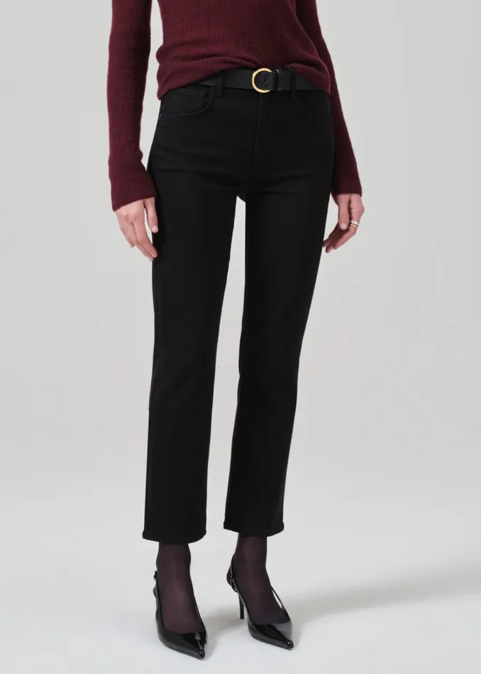 Citizens Of Humanity Isola Slim Crop In Plush Black Women Jeans