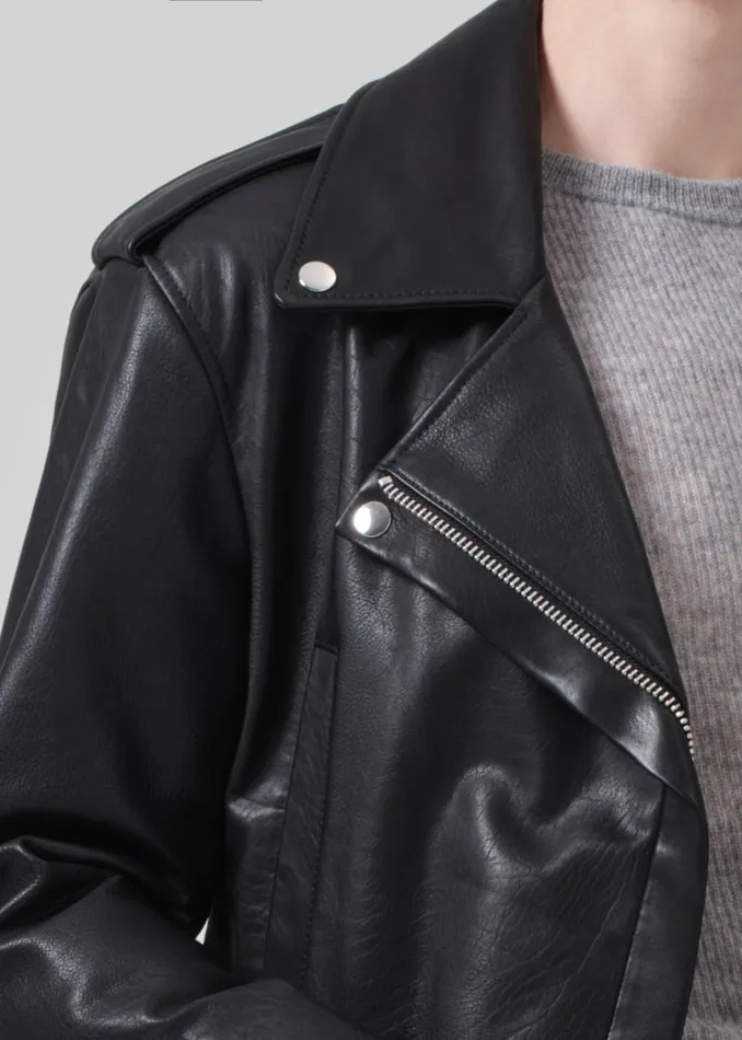 Citizens Of Humanity Kindra Cropped Moto Jacket In Black Women Jackets and Coats
