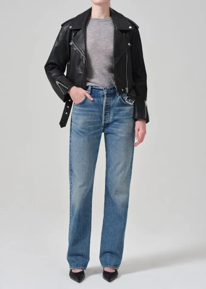 Citizens Of Humanity Kindra Cropped Moto Jacket In Black Women Jackets and Coats