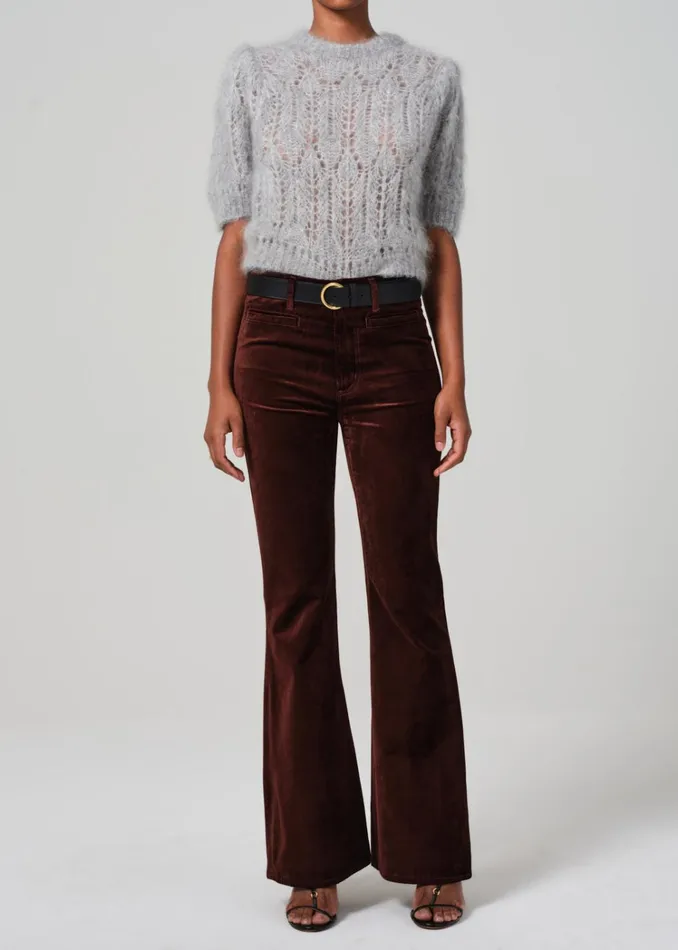 Citizens Of Humanity Lilah Flare With Welt Pocket Velvet In Chocolate Milk Women Pants