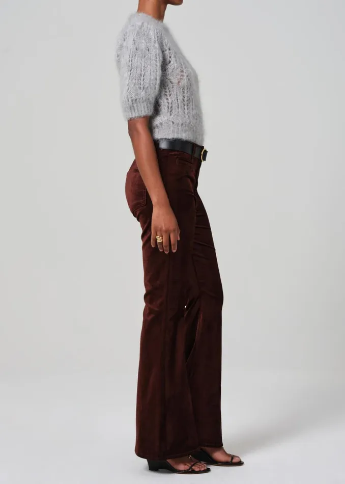 Citizens Of Humanity Lilah Flare With Welt Pocket Velvet In Chocolate Milk Women Pants