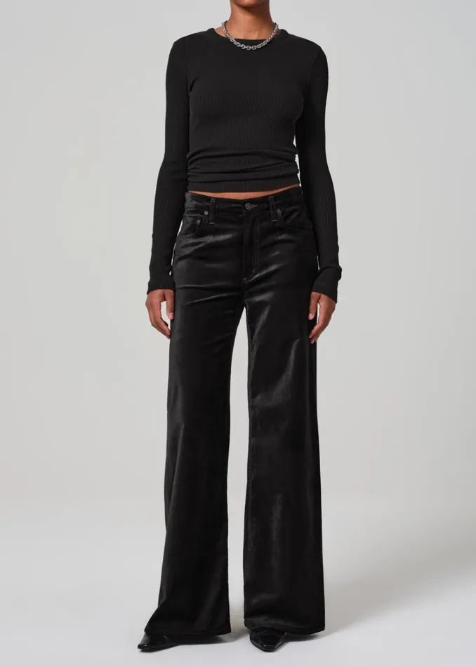 Citizens Of Humanity Lolli Mid Rise Baggy Velvet In Black Women Pants