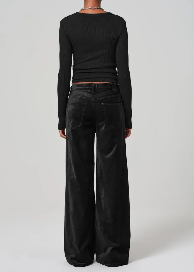 Citizens Of Humanity Lolli Mid Rise Baggy Velvet In Black Women Pants