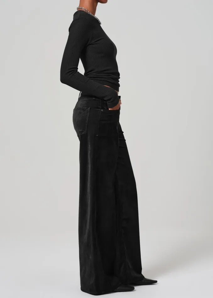 Citizens Of Humanity Lolli Mid Rise Baggy Velvet In Black Women Pants