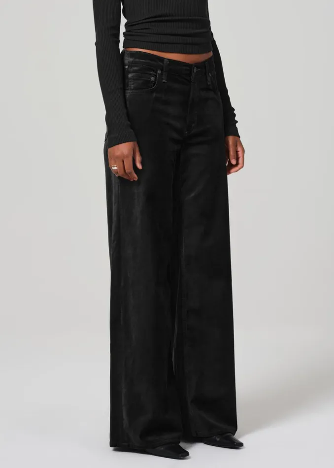 Citizens Of Humanity Lolli Mid Rise Baggy Velvet In Black Women Pants