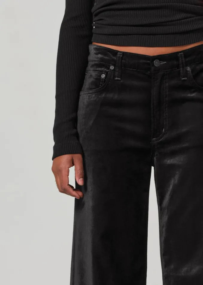 Citizens Of Humanity Lolli Mid Rise Baggy Velvet In Black Women Pants
