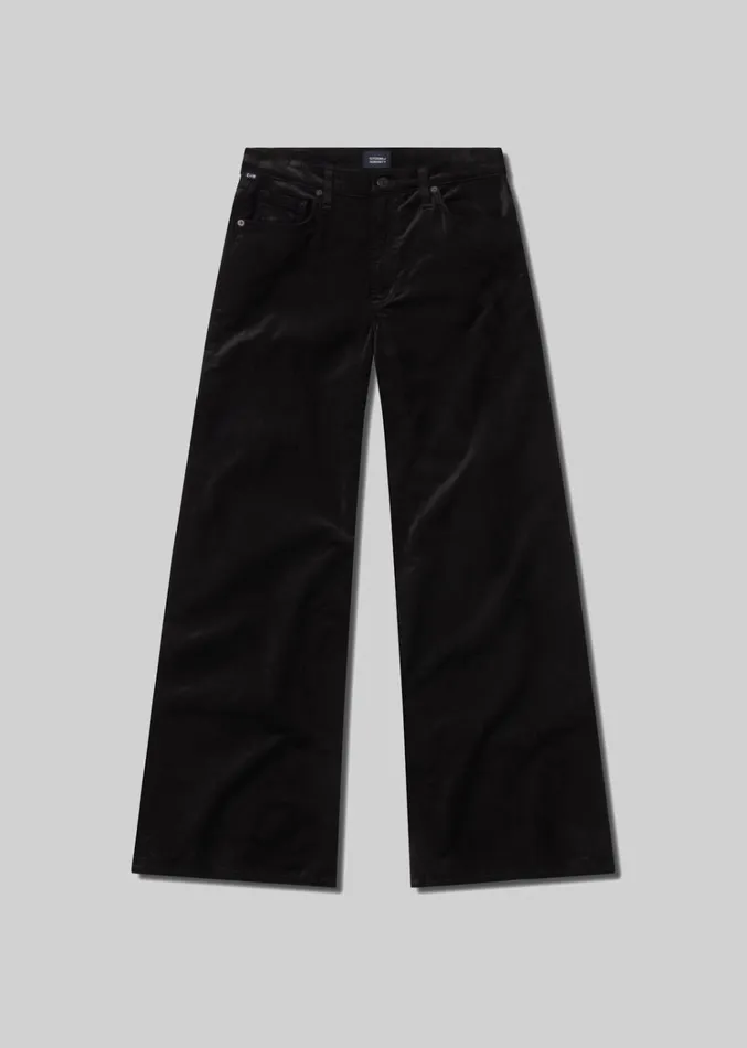 Citizens Of Humanity Lolli Mid Rise Baggy Velvet In Black Women Pants