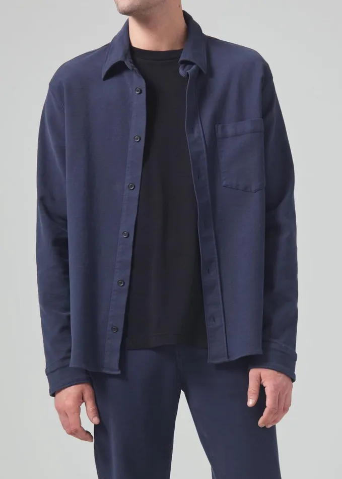 Citizens Of Humanity Luca Bucket Dye Shirt French Terry In Night Flight Men Shirts