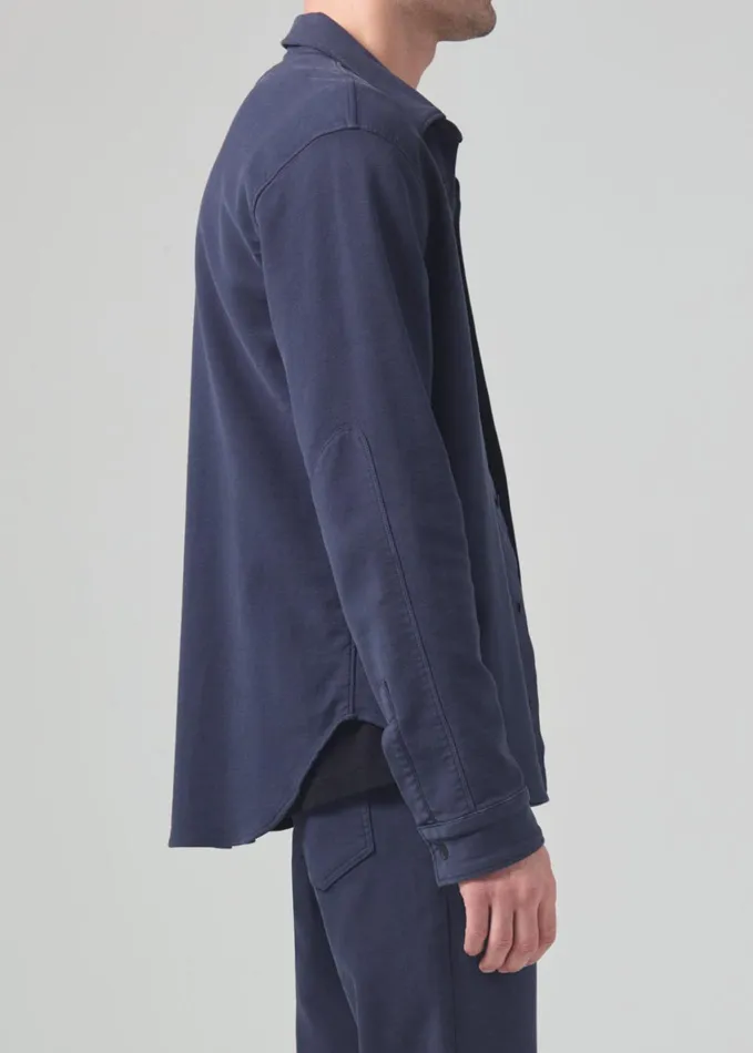 Citizens Of Humanity Luca Bucket Dye Shirt French Terry In Night Flight Men Shirts