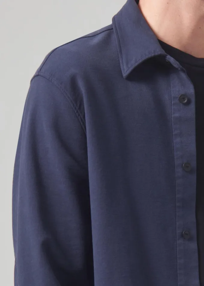Citizens Of Humanity Luca Bucket Dye Shirt French Terry In Night Flight Men Shirts