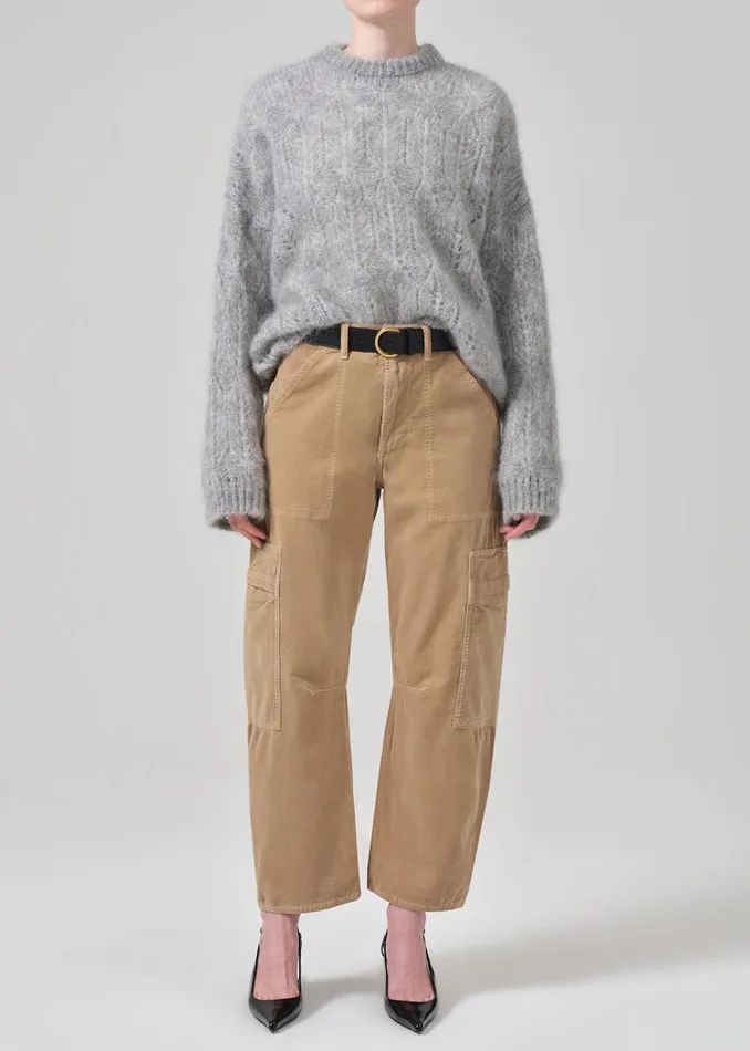 Citizens Of Humanity Marcelle Low Slung Easy Cargo Corduroy In Champagne Women Pants
