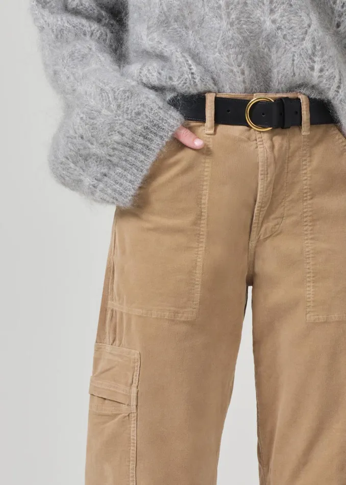Citizens Of Humanity Marcelle Low Slung Easy Cargo Corduroy In Champagne Women Pants