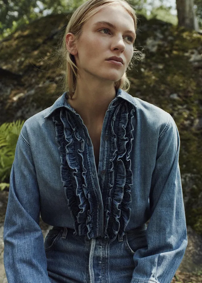 Citizens Of Humanity Ruffle Tuxedo Shirt In Alta Women Tops