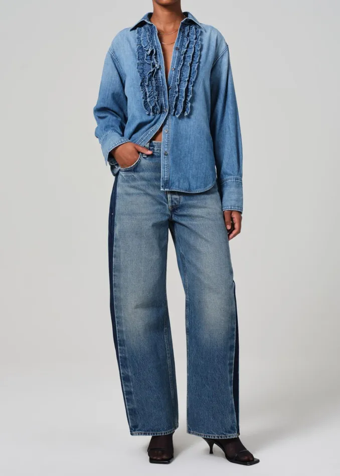 Citizens Of Humanity Ruffle Tuxedo Shirt In Alta Women Tops