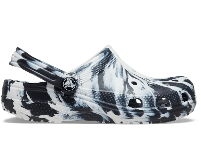 Classic Marbled Clog Black White Kids Crocs Clogs