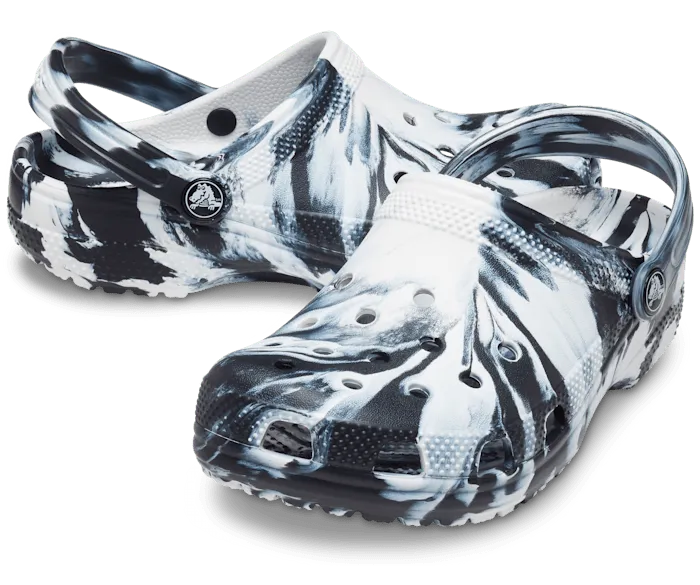 Classic Marbled Clog Black White Kids Crocs Clogs