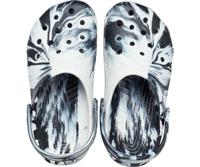 Classic Marbled Clog Black White Kids Crocs Clogs