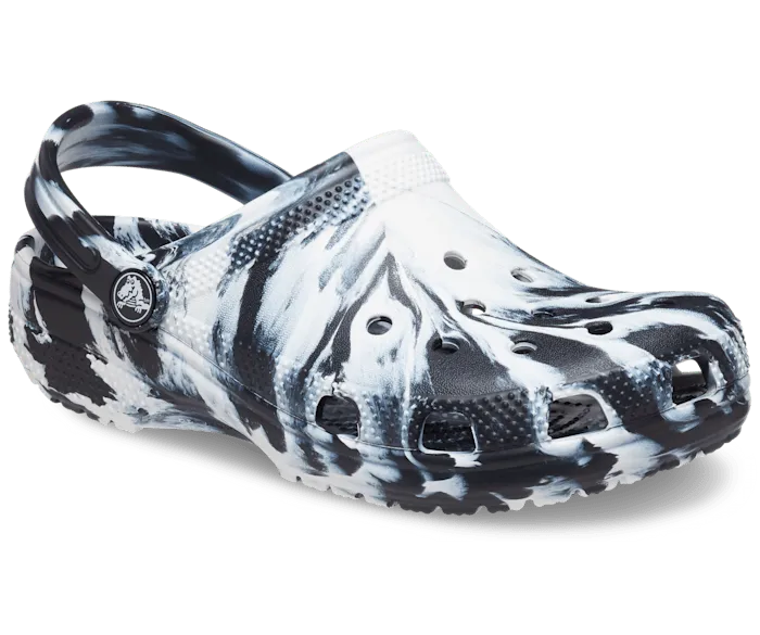 Classic Marbled Clog Black White Kids Crocs Clogs