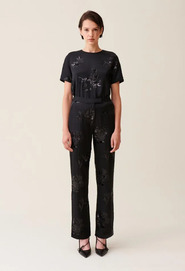 Claudie Pierlot Black SequinEmbellished Trousers Women Jeans And Trousers
