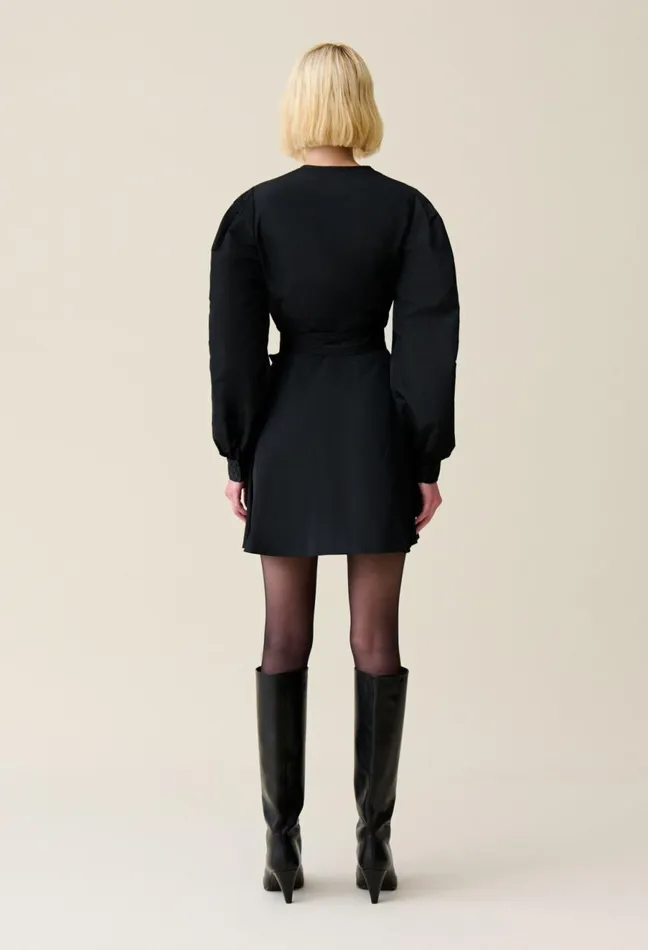 Claudie Pierlot Black Short Dress Balloon Sleeves Women Dresses