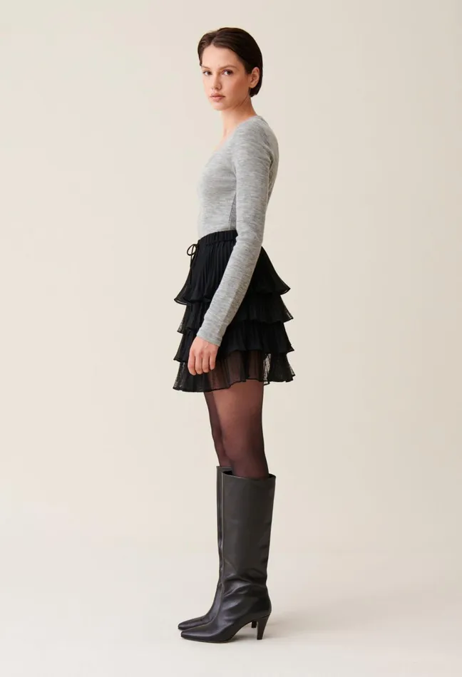 Claudie Pierlot Black Short Ruffled Skirt Women Skirts And Shorts