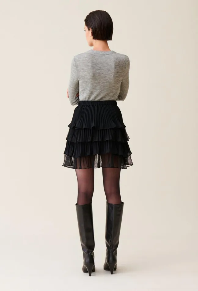 Claudie Pierlot Black Short Ruffled Skirt Women Skirts And Shorts