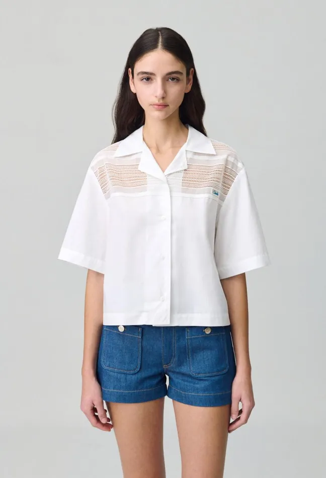 Claudie Pierlot Cropped Shirt White Women Tops And Shirts