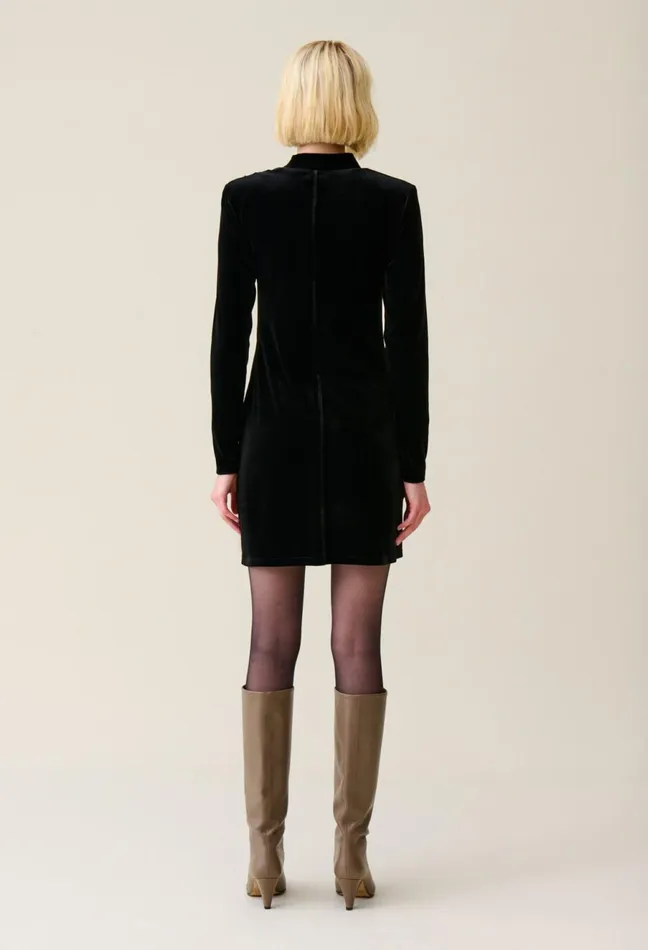 Claudie Pierlot Fitted Black Velvet Mini Dress Women Dresses Claudie Pierlot Fitted Black Velvet Mini Dress Women Dresses