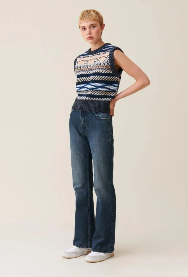 Claudie Pierlot Flared Denim Jeans Denim Delave Women Jeans And Trousers Claudie Pierlot Flared Denim Jeans Denim Delave Women Jeans And Trousers