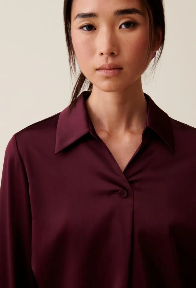 Claudie Pierlot Flowy Blouse With Open Neck Burgundy Women Tops And Shirts