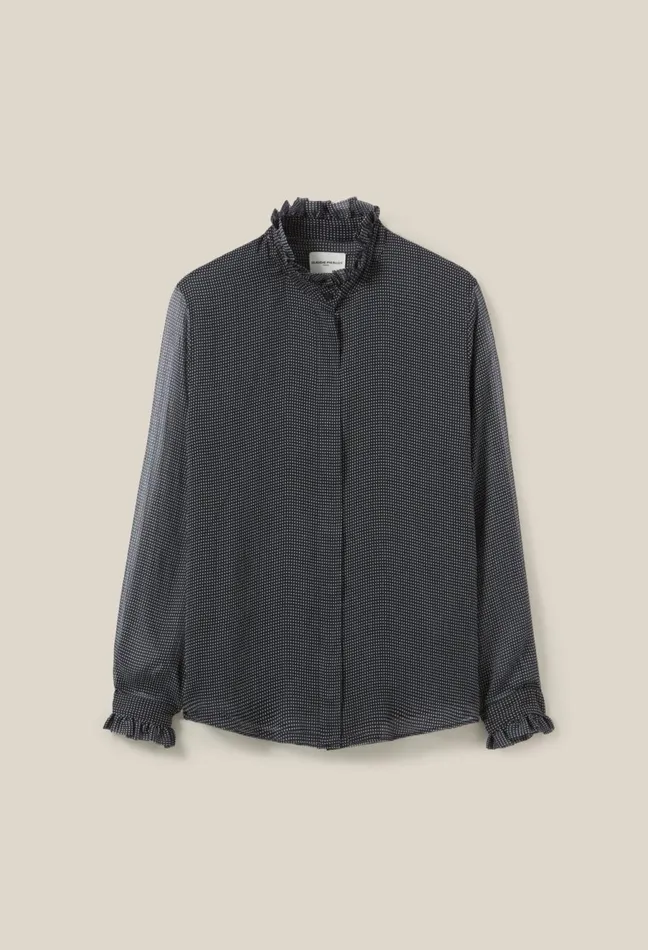Claudie Pierlot Flowy Checkered Shirt Navy Women Tops And Shirts