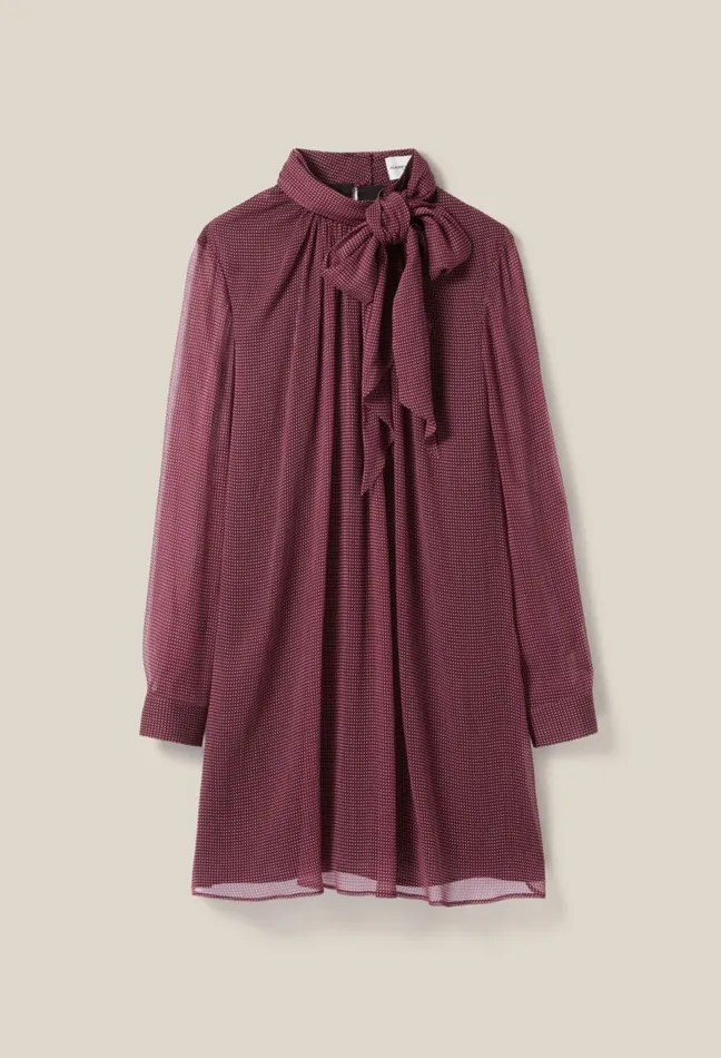 Claudie Pierlot Flowy Dress With Tie Neck Pink Women Dresses Claudie Pierlot Flowy Dress With Tie Neck Pink Women Dresses